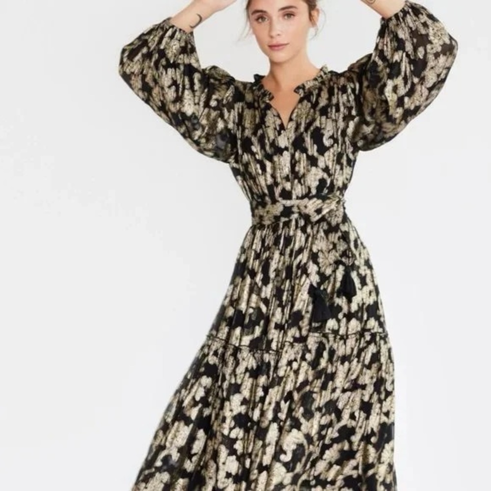 Elegant Black and Gold Floral Dress
